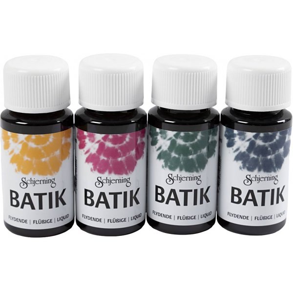 Batikfärg - marinblå - grön - rosa - majsgul - 4x50 ml Batikfärg - marinblå - grön - rosa - majsgul - 4x50 ml