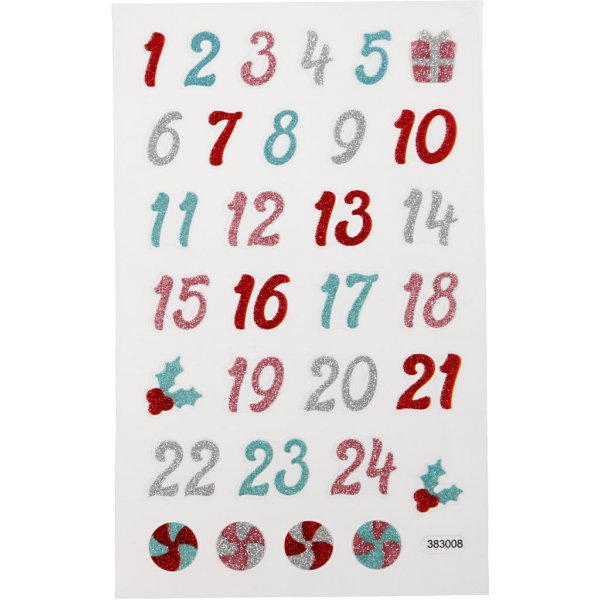 Glitterstickers - kalendersiffror Glitterstickers - kalendersiffror