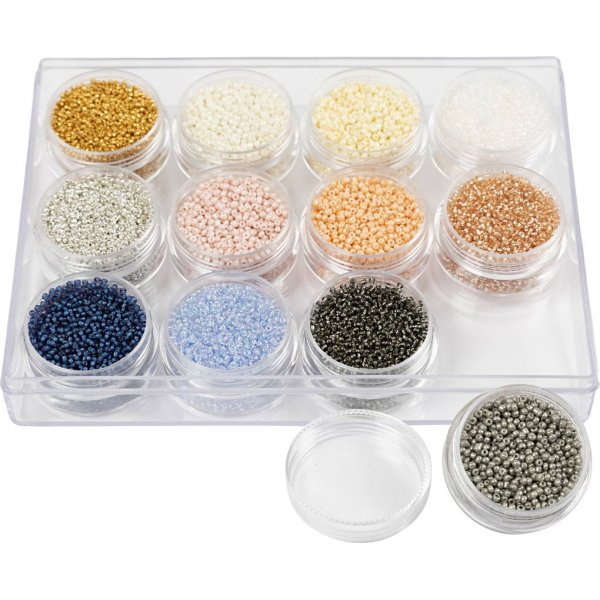 Rocaillepärlor - dova färger - 12 x 15 g Rocaillepärlor - dova färger - 12 x 15 g
