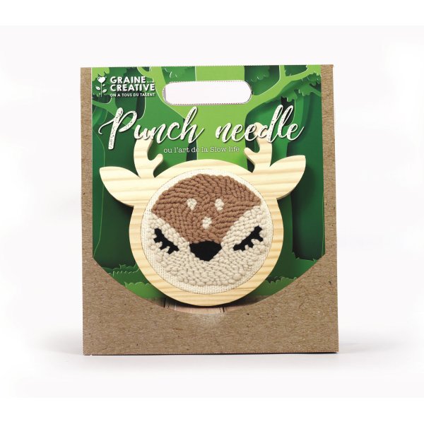 Punch needle-kit med hjortmotiv, 15 cm