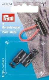 Cord Stop/Snorestop m/to huller af plast Lille Sort/Gummi 2-pak