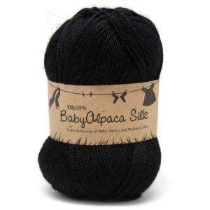 DROPS Babyalpaca Silk Uni Colour garn - 50 g - Sort (8903)