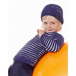 Strikkemnster - Strikket stripete genser og lue