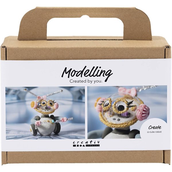 Mini DIY-s�t Modelleringsvoks Robot Gr�/Pink