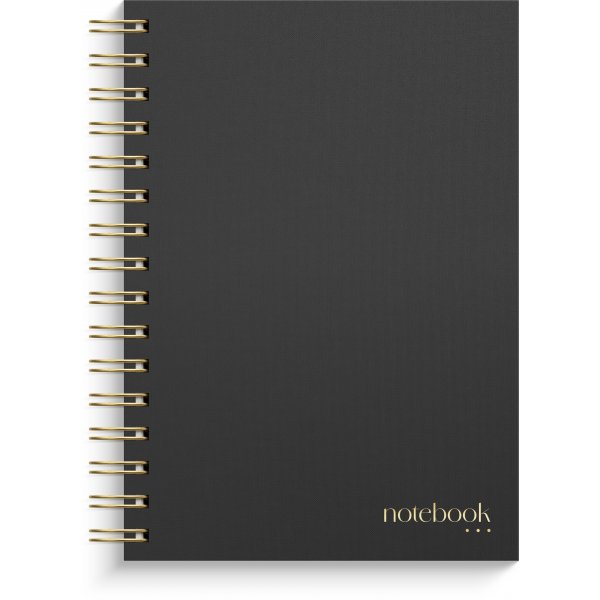 Notesbog prikket A5 sort prikket spiralbundet