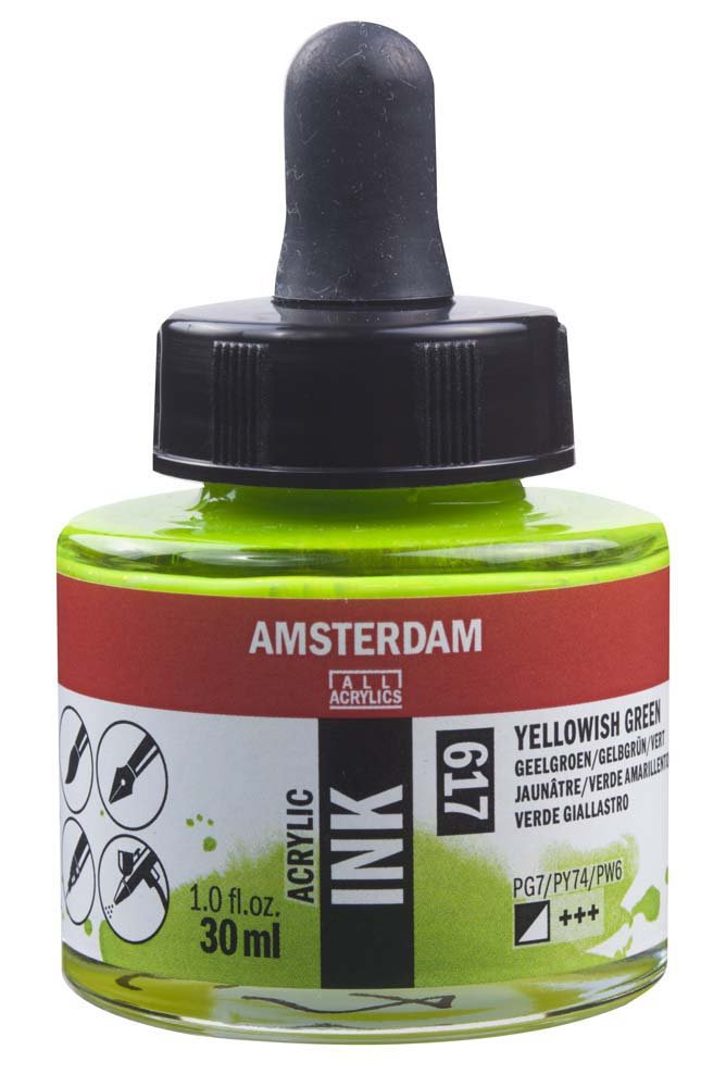 Akryltusch Amsterdam 30 ml - Yellowish Green - Tusch & Blæk, Kunstnerfarver