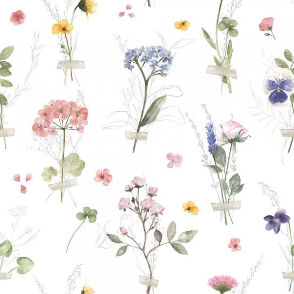Mnstrad Trik 150 cm - Vild blomma vit