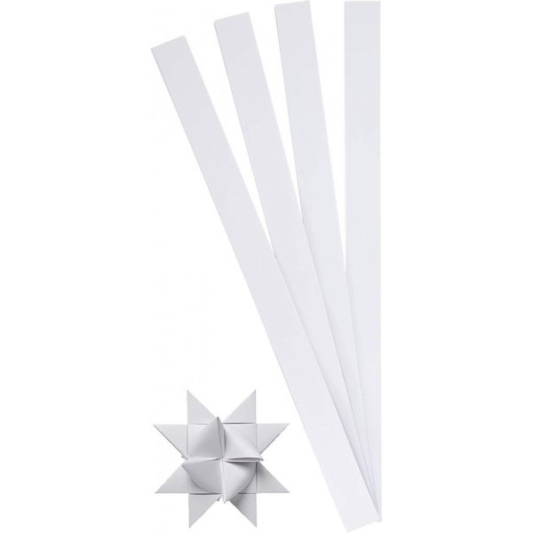 Stjärnstrimlor - vit - Ø6,5 cm - 100 strimlor Stjärnstrimlor - vit - Ø6,5 cm - 100 strimlor