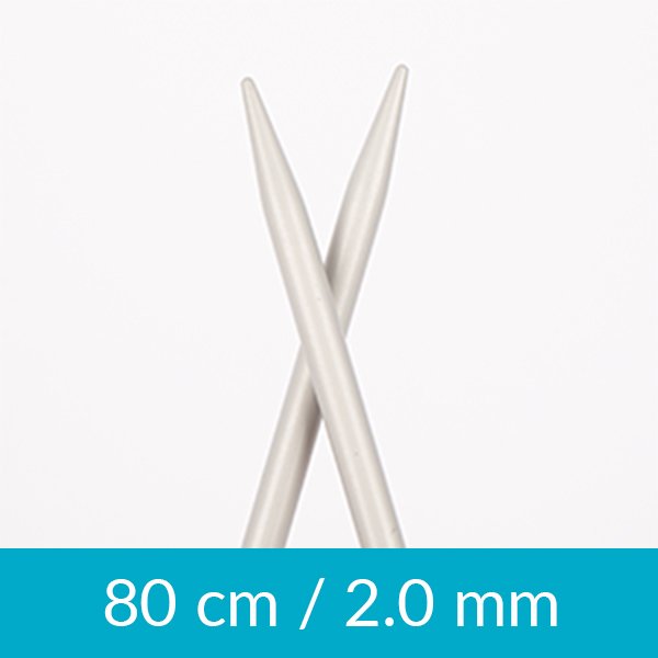 Cirkulære strikkepinde - Aluminium - 80 cm 2,00 mm / 31,5in US 0 - Rundpinde, Strikkepinde, Strikning, Strikke, hækle, knytte og væve