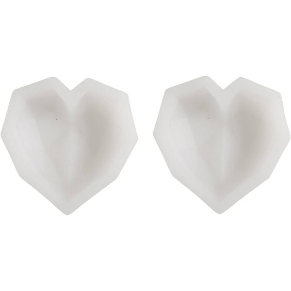 Silikonform Fasettert hjerte 6 x 5,8 x 2 cm 2 stk