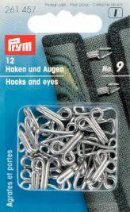 Hakar och Hyskor mjukt stål No. 9 silverfärg, 12 st Hakar och Hyskor mjukt stål No. 9 silverfärg, 12 st