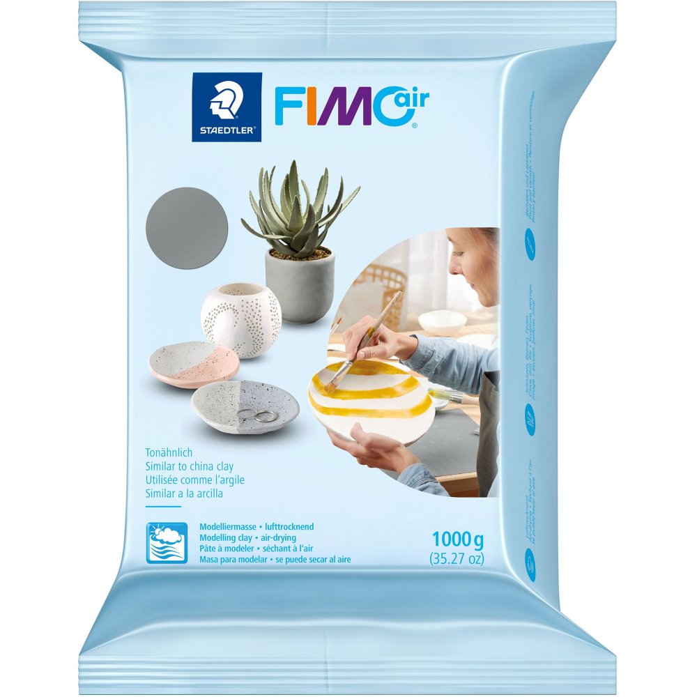Modellera Fimo Air Basic 1000g - Grå - Fimolera, Modellera, Pyssel för barn, Hobbymaterial, Pyssla