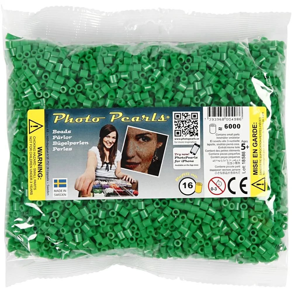 NABBI PhotoPearls - Grøn (16) - 6000 stk - Photo Pearls, Perler & perleplader, Håndværk