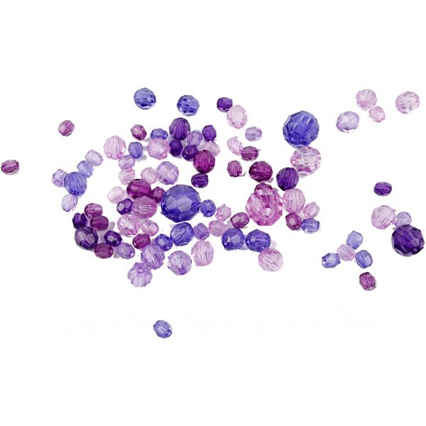 Harmoni facetterade plastpärlor - mixade - lila - 45 g Harmoni facetterade plastpärlor - mixade - lila - 45 g