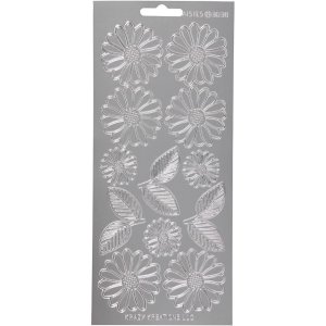 Klisterm�rker margueritter 10x23 cm s�lv - 1 ark