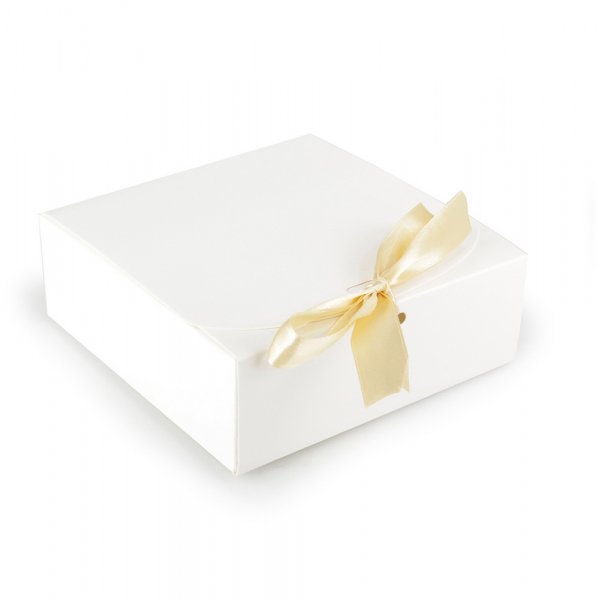 Pappersbox med Satinsnre 14x14x5 cm - Grddvit