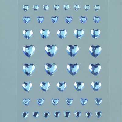 Strass akryl selvklebende 4 6 8 10 mm - lysebl 46-pakning Hjerte