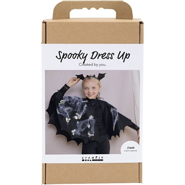 DIY-sæt Flagermuskostume med kappe og pandebånd Sort DIY-sæt Flagermuskostume med kappe og pandebånd Sort