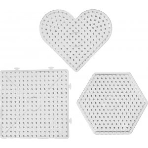 Perleplader - klare - hjerter - sekskant - firkanter - JUMBO - 6 stk