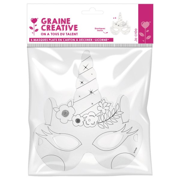 Masker i kartong, enhörning, 6-pack Masker i kartong, enhörning, 6-pack