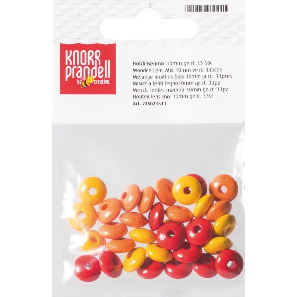 Tr�p�rlor mix 10 mm, 33 st, gula och r�da nyanser
