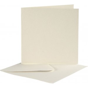 Brevkort med kuvert - rvit- 12,5 x 12,5 cm - 10 st