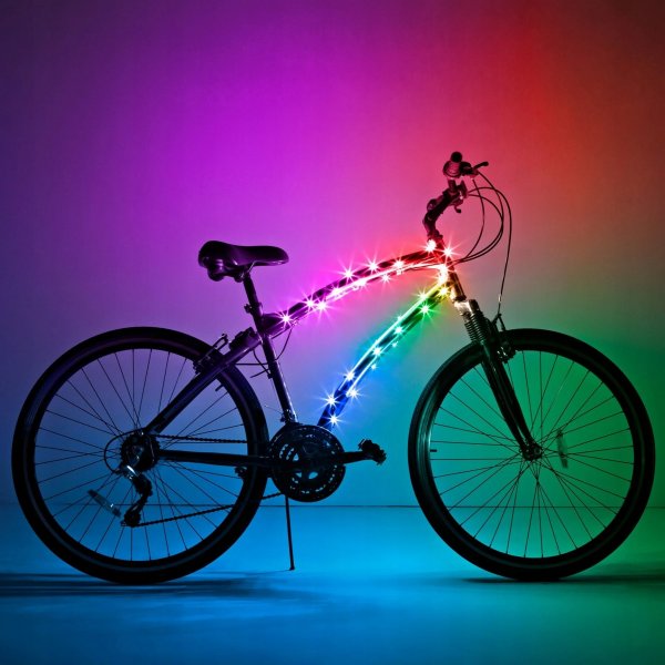 LED cykelbelysning ram 2 m RGB - batteridriven LED cykelbelysning ram 2 m RGB - batteridriven