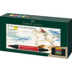 Ritpenna - Faber-Castell - Pitt Artist Dual Marker - 5 st