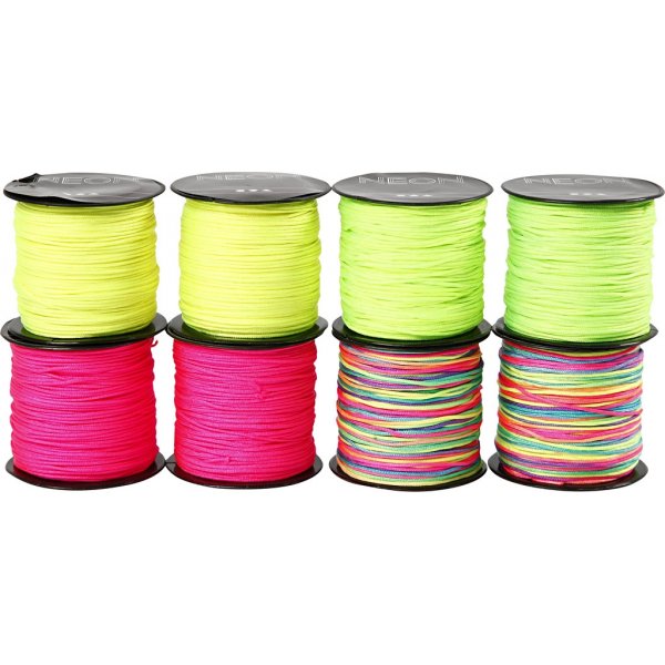 Knytsnöre - neongrön - neonrosa - neongul - neonmix - 8 x 28 m Knytsnöre - neongrön - neonrosa - neongul - neonmix - 8 x 28 m
