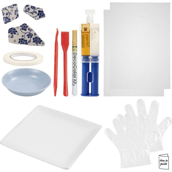 Kintsugi Kit Tønde Blå Guld Hvid - DIY Sæt Kintsugi Kit Tønde Blå Guld Hvid - DIY Sæt