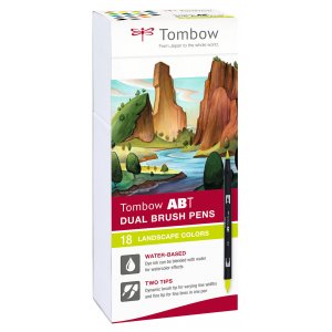Tombow ABT dobbeltbørstepen landskabsfarvet 18-pak Tombow ABT dobbeltbørstepen landskabsfarvet 18-pak