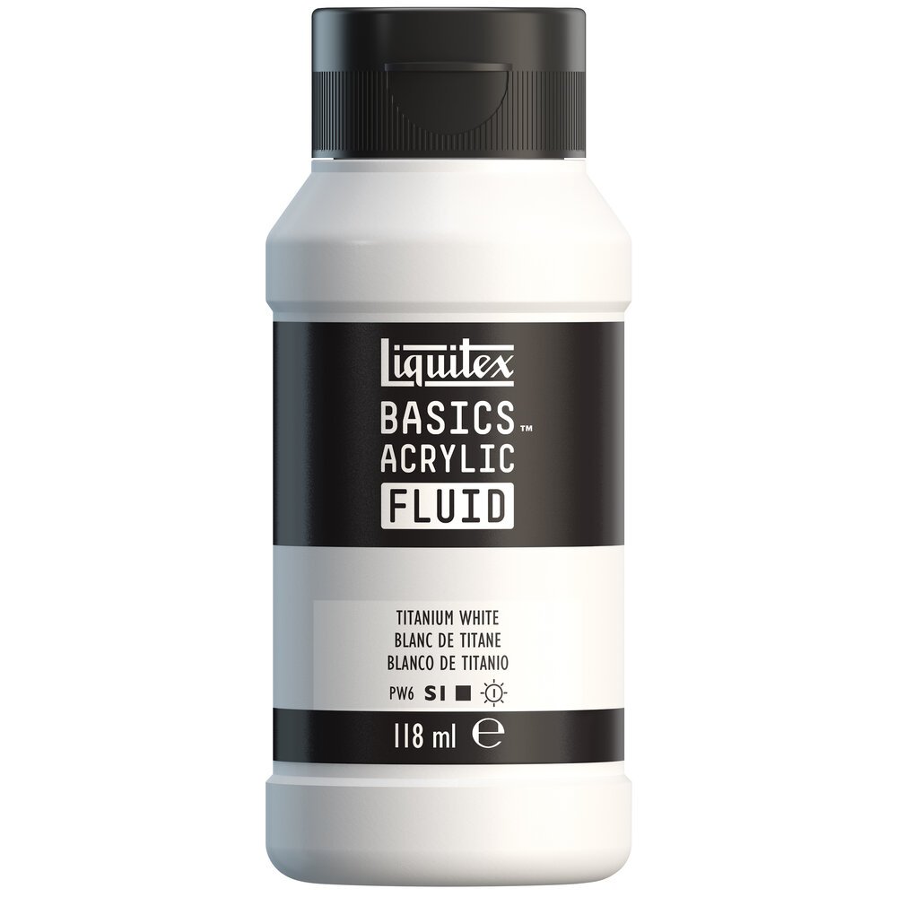 Akrylfärg - Liquitex Basics Fluid - 118ml - Titanium White - Akrylfärger, Konstnärsfärger