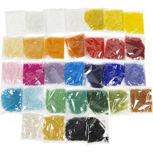 Rocailleperler - blandede farger - 32 x 100 g
