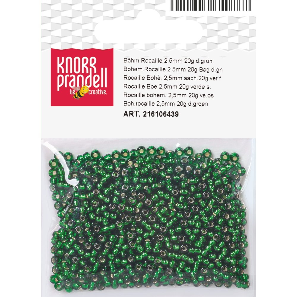 Bohemske rocailleperler 2,5 mm, 20 g, mørkegrønne - Blandinger af rocaillesperler, Rocaillesperler, Håndværk