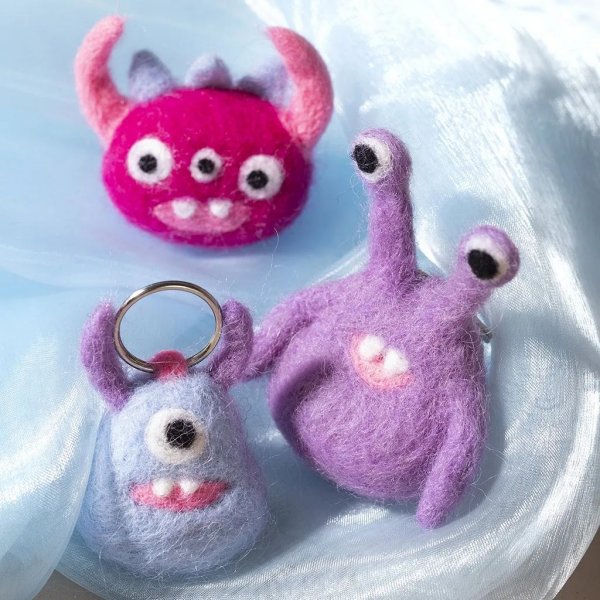 Mini DIY Kit Nålfiltning, mixade färger, Monster Mini DIY Kit Nålfiltning, mixade färger, Monster