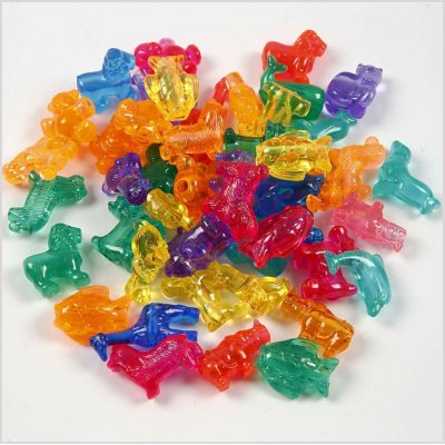 Plastperler - sterke farger - gjennomsiktige - 125 ml