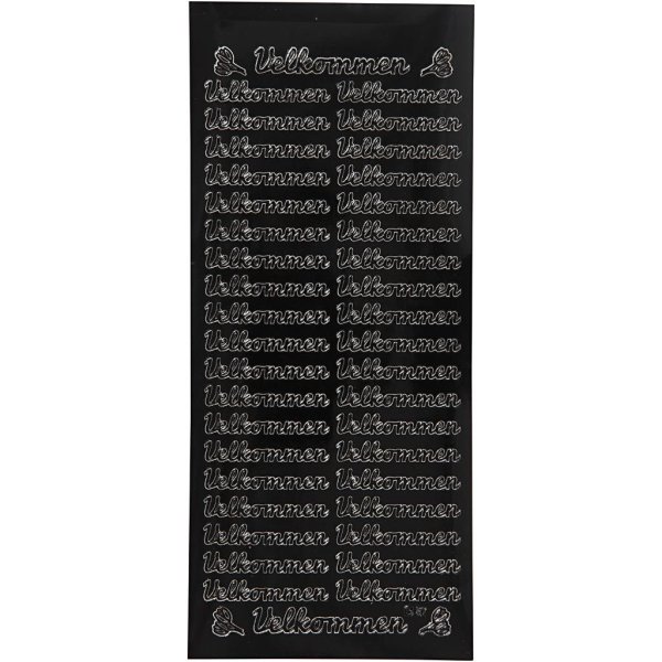 Klistermærker Velkommen selvklæbende 10x23 cm Sort - 1 ark Klistermærker Velkommen selvklæbende 10x23 cm Sort - 1 ark