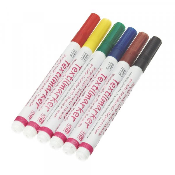 Tekstiltusjer Fine (1-2 mm) - 6 farger