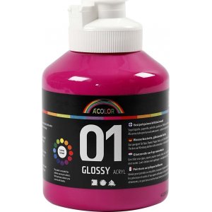 Skolemaling - Akryl - rosa - blank - 500 ml
