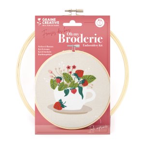Broderikit vild jordgubbe Ø20 cm Broderikit vild jordgubbe Ø20 cm