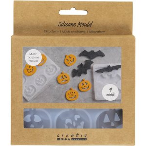 Silikonform Flaggermus og gresskar 3-8 cm Matt transparent 2 deler