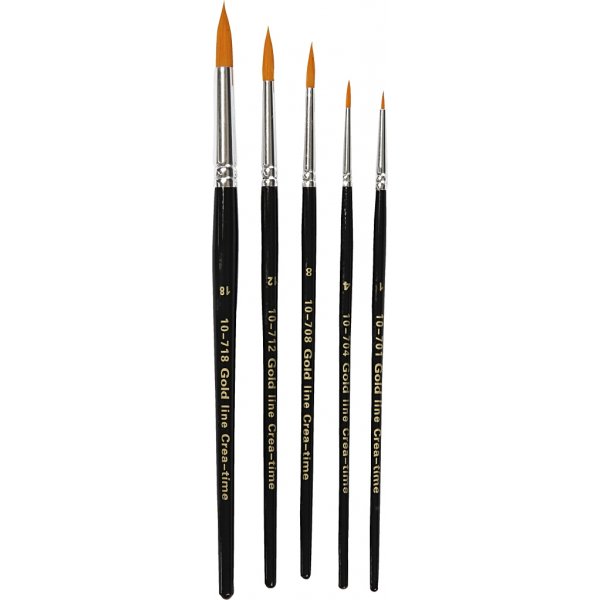 Gold Line-penslar - nr. 1+4+8+12+18 - runda - 5 st Gold Line-penslar - nr. 1+4+8+12+18 - runda - 5 st