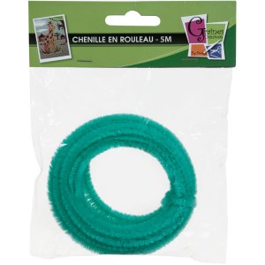 Chenille 8 mm turkos, 1 meter