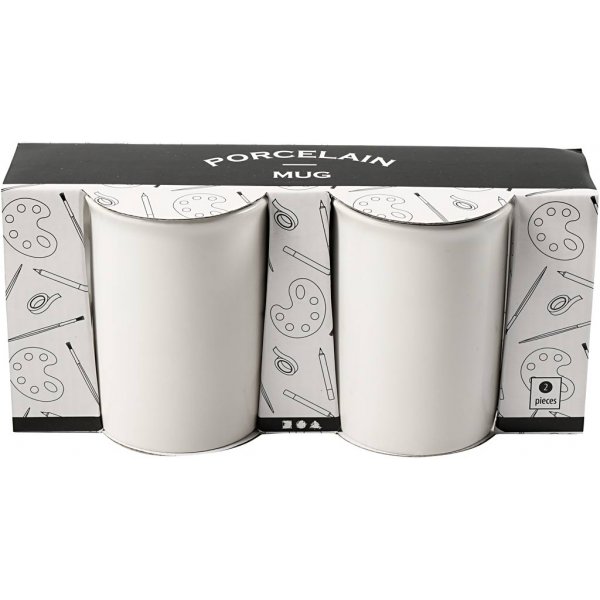 Muggar - vit - H10 cm - Ø7,4 cm - 2 st Muggar - vit - H10 cm - Ø7,4 cm - 2 st