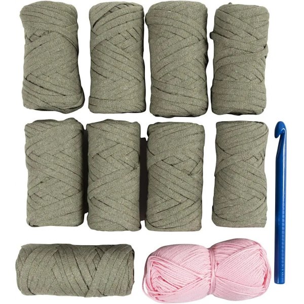 DIY Kit Virkning, olivgrön, Kraftig väska DIY Kit Virkning, olivgrön, Kraftig väska