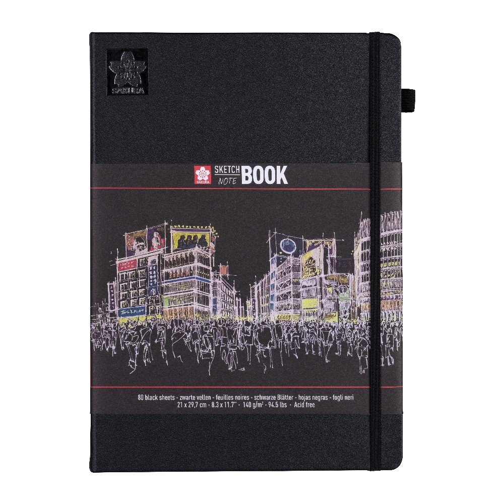 Skitsebog Sakura Sort Papir 140 g 80 ark - 21x30 cm - Skitseblok, Blok