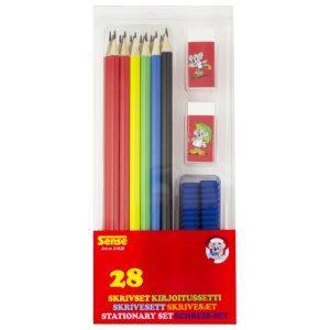 Pennset 28 delar - blyertspennor, penngrepp och suddgummin