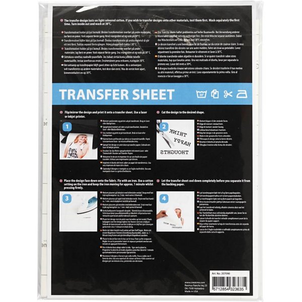 Transferark - transparent - till ljusa textilier - 5 ark Transferark - transparent - till ljusa textilier - 5 ark