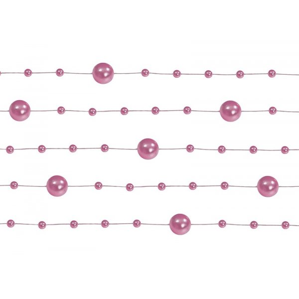 Kristallgirlang med skiftande storlekar - Rosa 130 cm 5 st