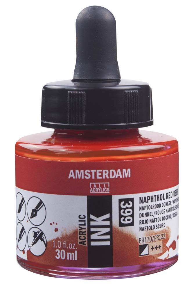 Akryltusch Amsterdam 30 ml - Naphtalo Red Deep - Tusch & Blæk, Kunstnerfarver